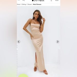 Beginning Boutique Manhattan Slip Dress in Champagne color.
